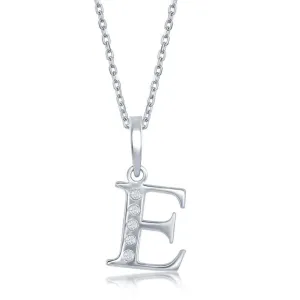 Sterling Silver Diamond "E" Initial Pendant Chain