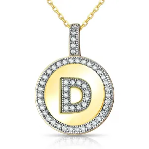 Sterling Silver Gold Plated Circle "D" Pendant with Chain