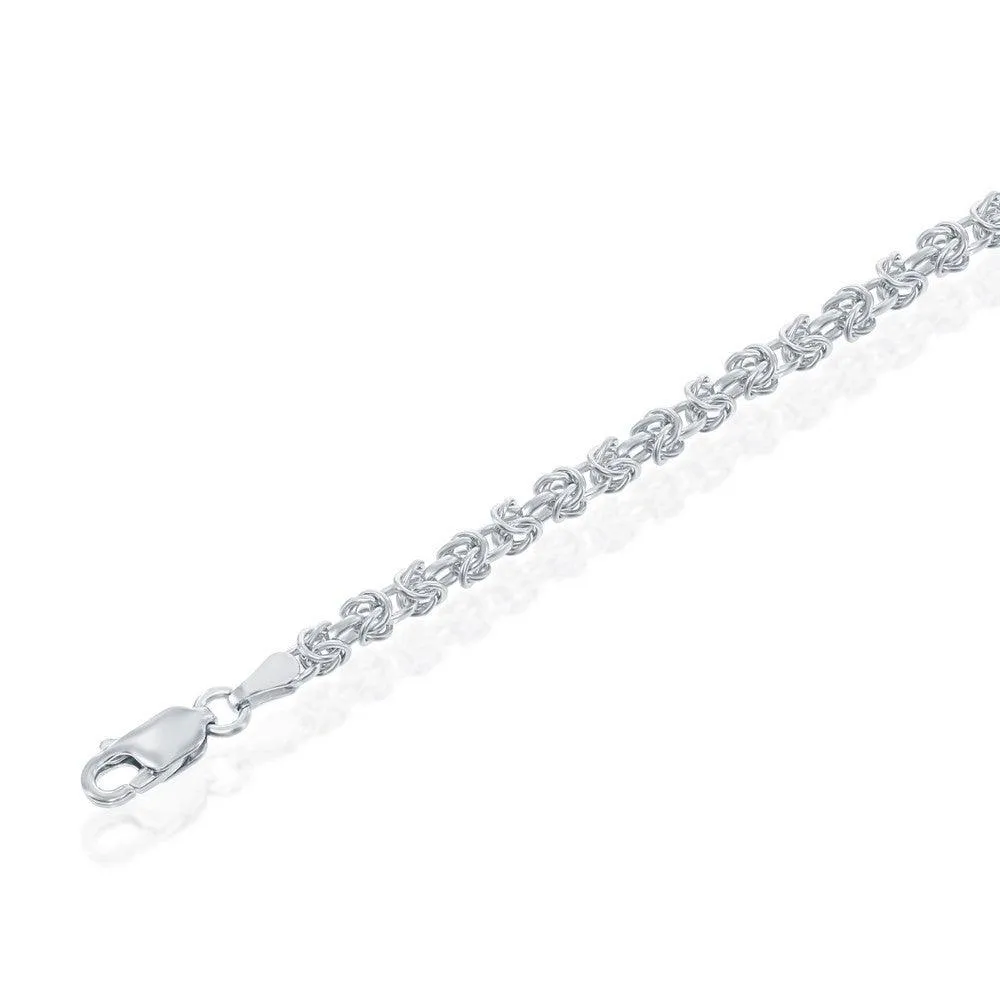 Sterling Silver Rhodium Plated 3mm Open Byzantine Chain, 24"