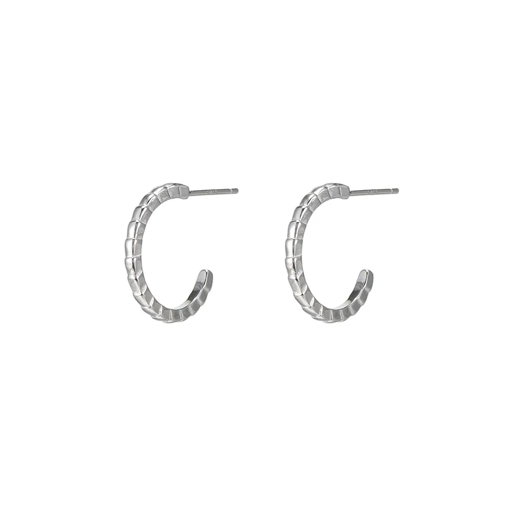 Sterling Silver Snakeskin Hoop Earrings