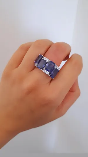 Tanzanite Amaze Ring in Rhodium Plated 925 Sterling Silver