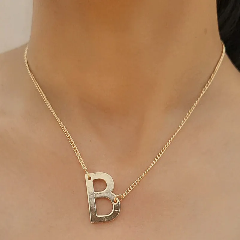 TFC Letter B Gold Plated Pendant Necklace