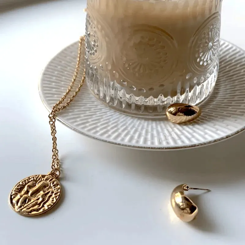 TFC Reversible Coin Gold Plated Pendant Necklace
