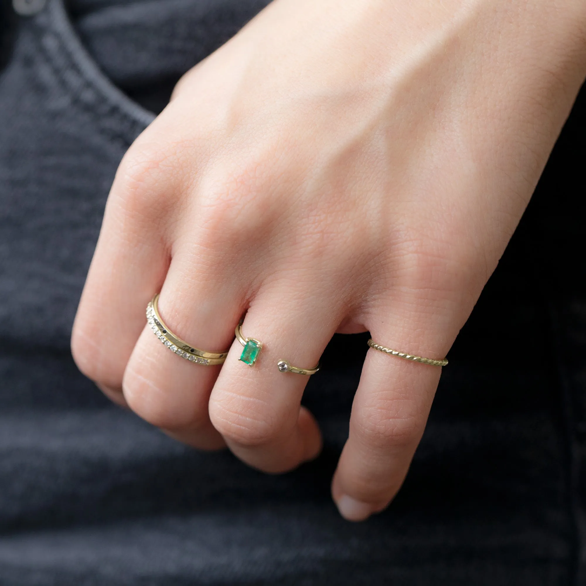 The Open Cuff Emerald   Diamond Ring | Yellow, Rose or White Gold