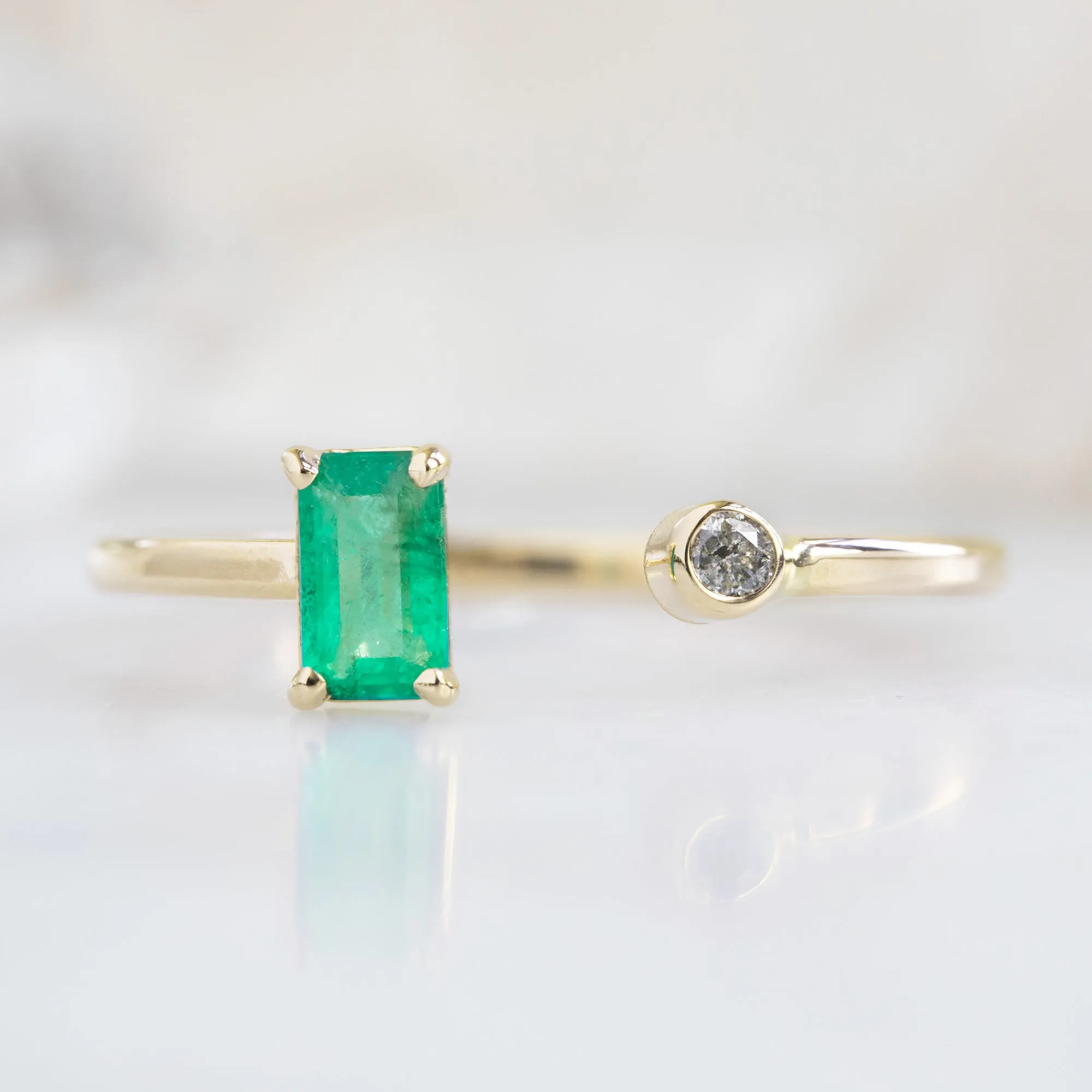 The Open Cuff Emerald   Diamond Ring | Yellow, Rose or White Gold