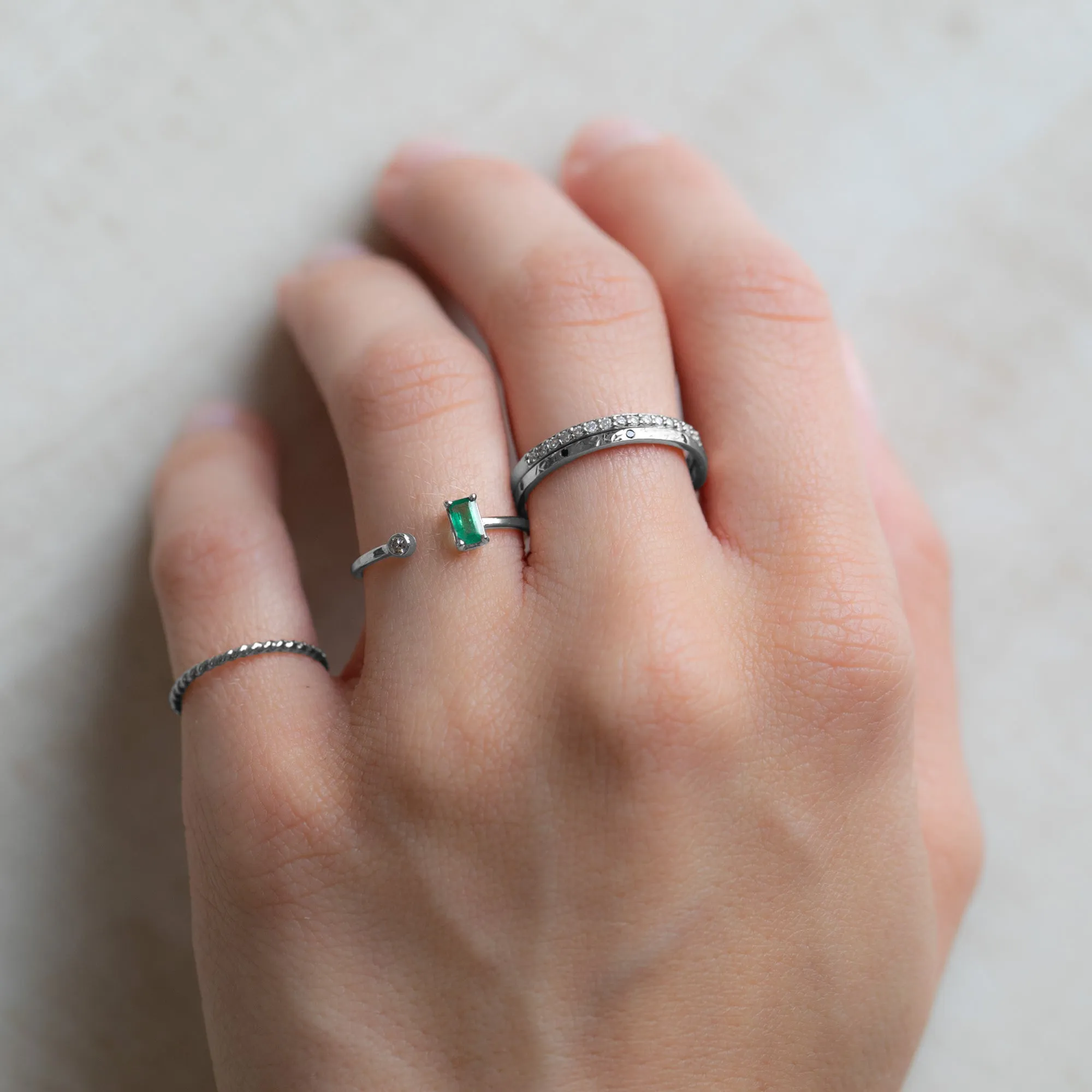 The Open Cuff Emerald   Diamond Ring | Yellow, Rose or White Gold