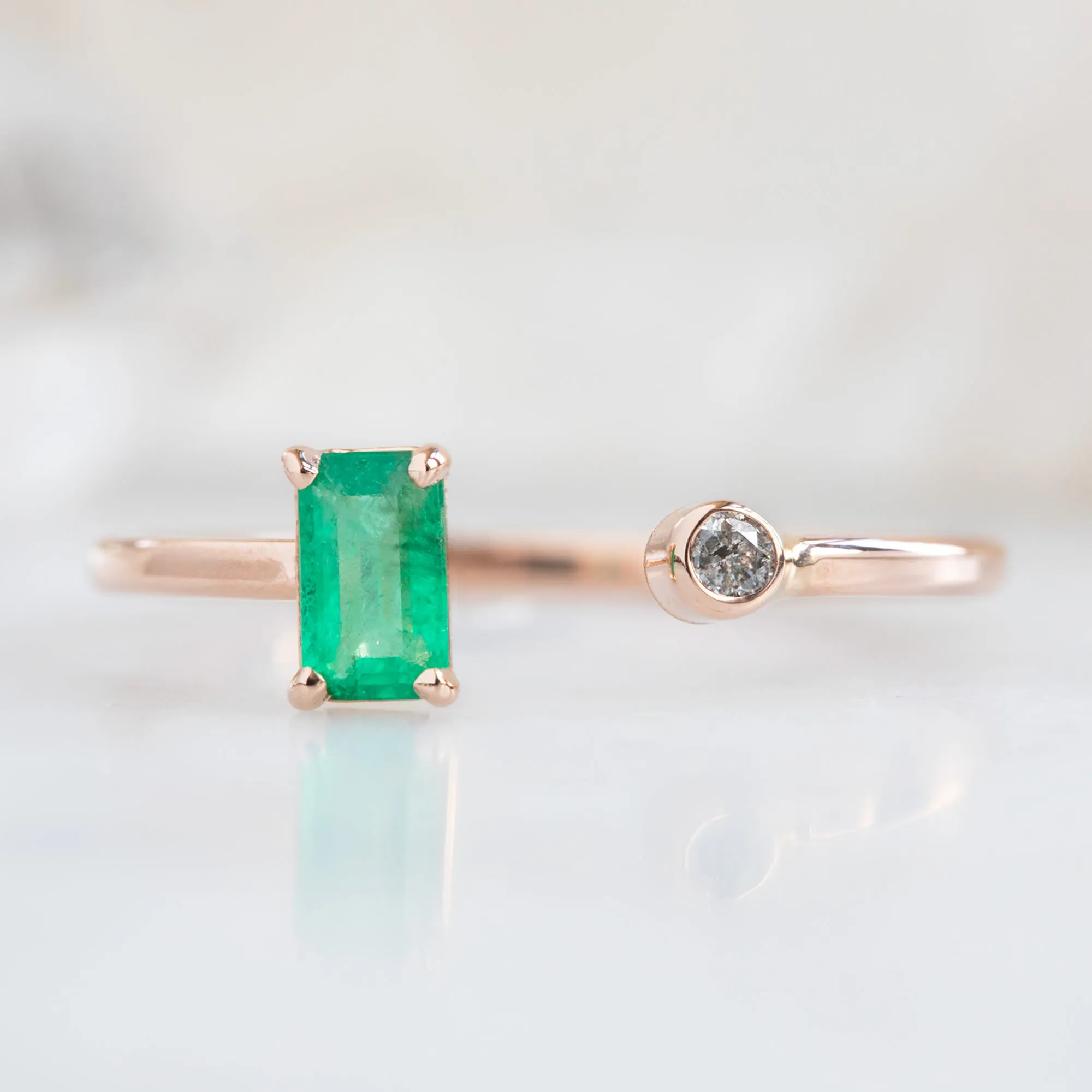 The Open Cuff Emerald   Diamond Ring | Yellow, Rose or White Gold