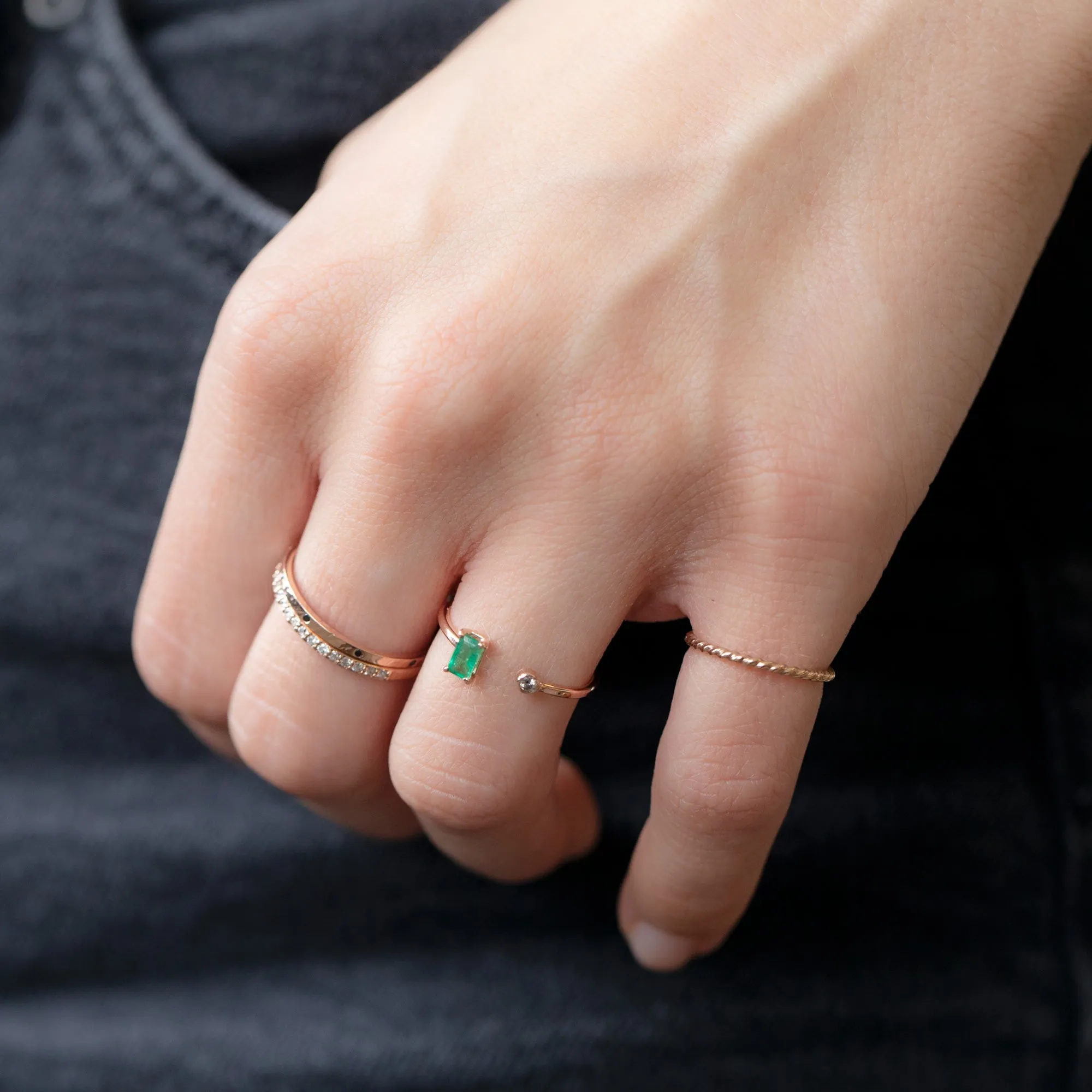 The Open Cuff Emerald   Diamond Ring | Yellow, Rose or White Gold