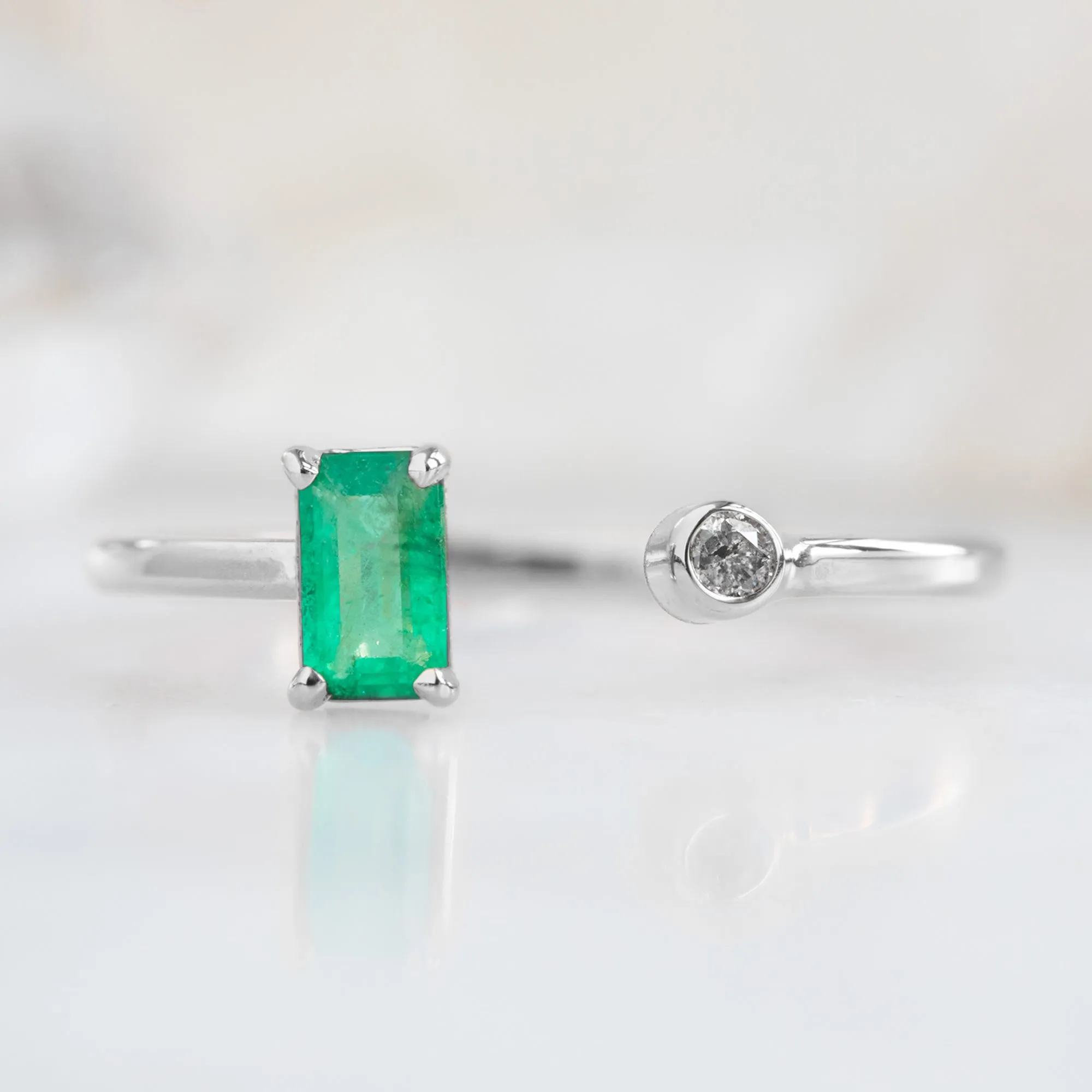 The Open Cuff Emerald   Diamond Ring | Yellow, Rose or White Gold