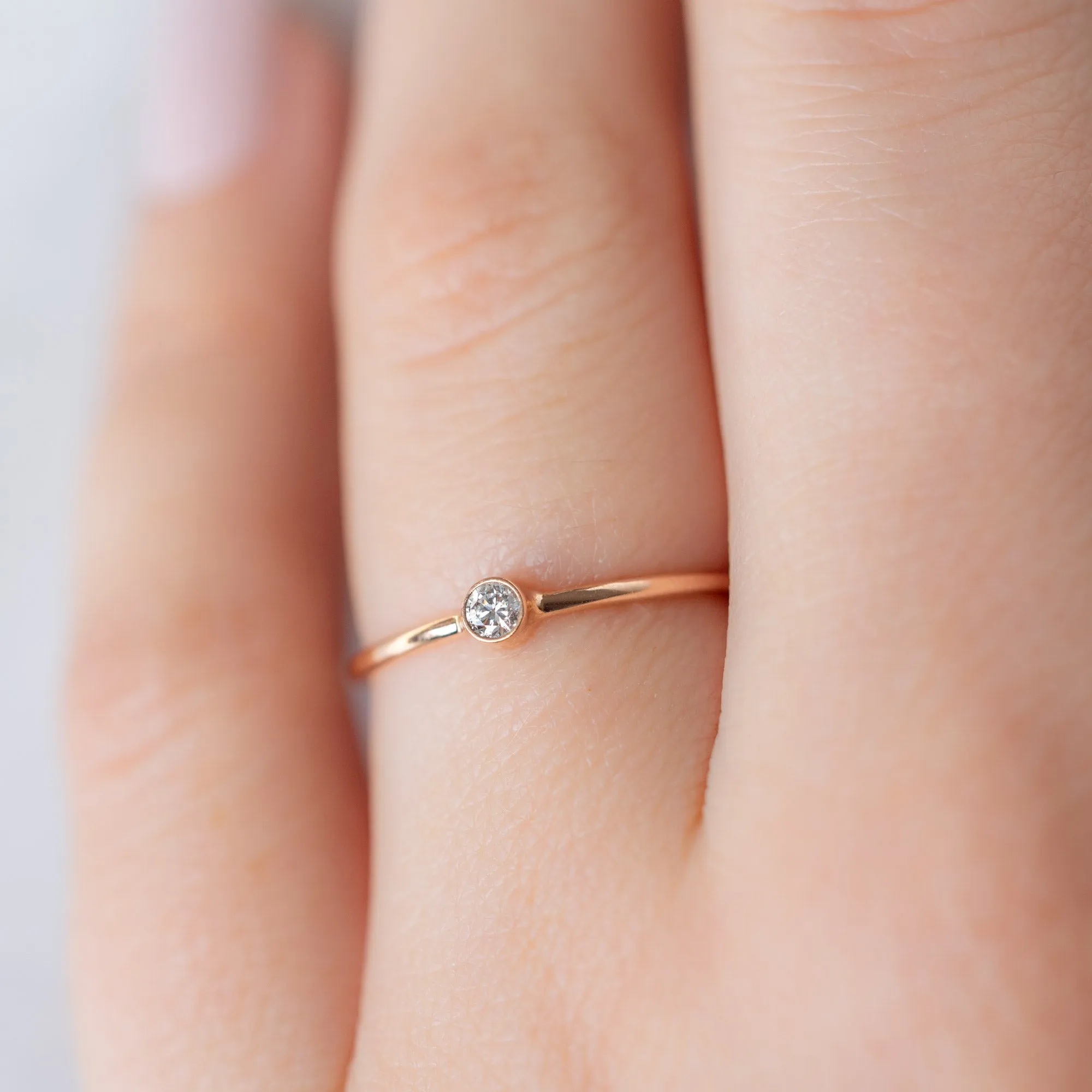 The Teensy White Diamond Stacking Ring | Yellow, Rose or White Gold