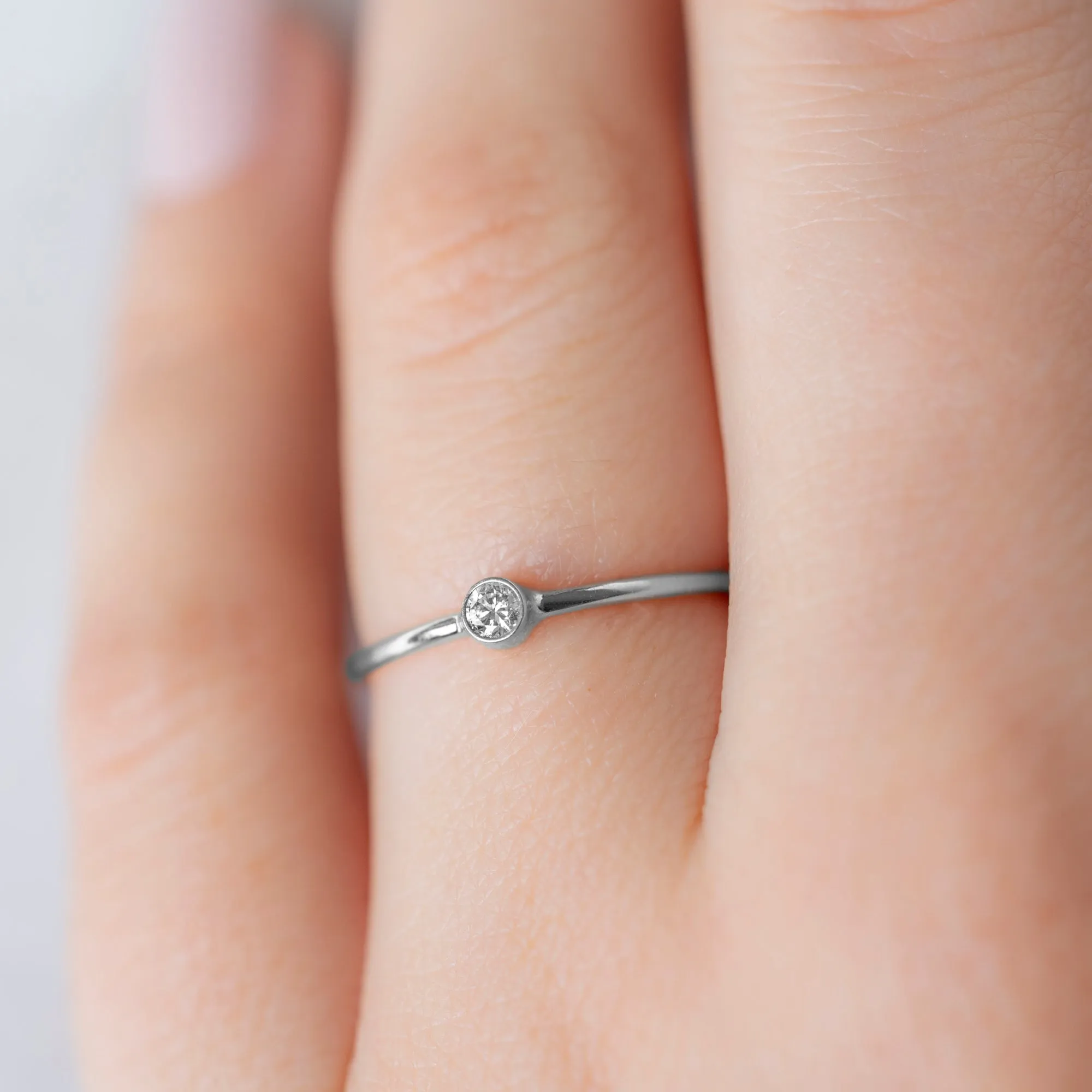 The Teensy White Diamond Stacking Ring | Yellow, Rose or White Gold