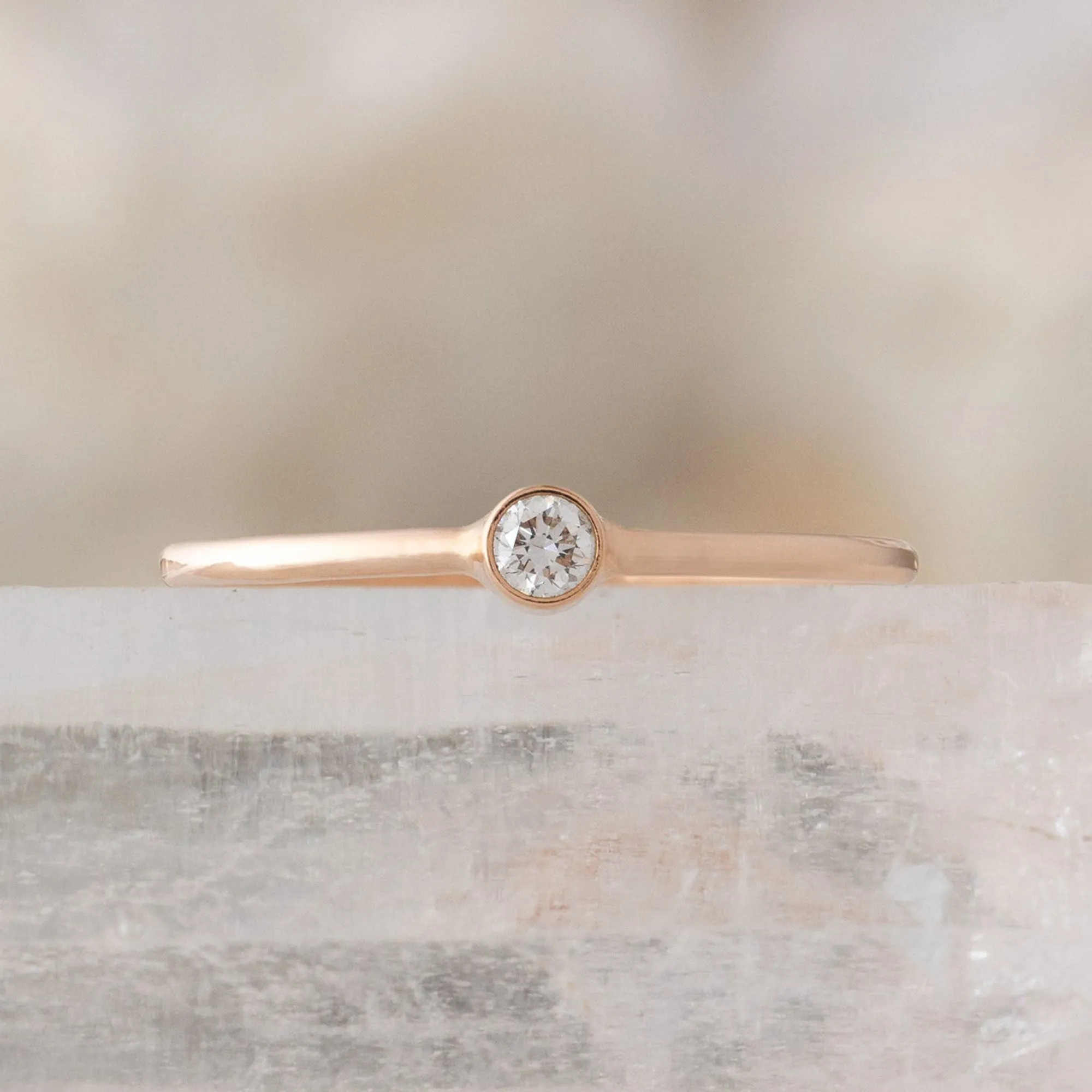 The Teensy White Diamond Stacking Ring | Yellow, Rose or White Gold