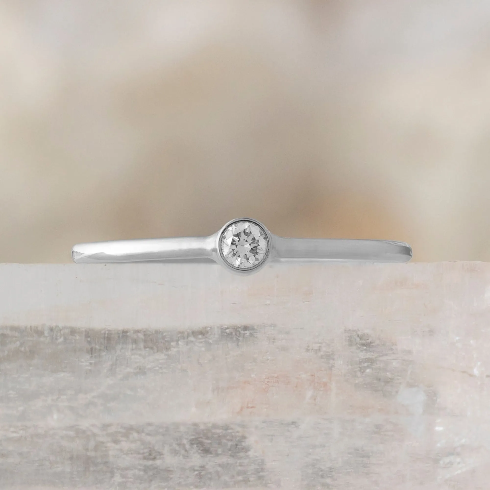 The Teensy White Diamond Stacking Ring | Yellow, Rose or White Gold