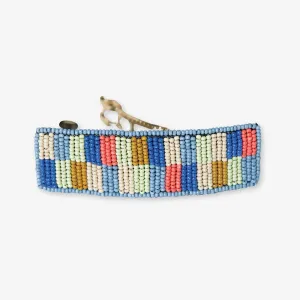 Theresa Checkered Beaded Hair Barrette Coastal