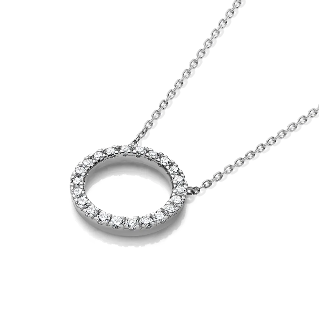 Thin Circle Diamond Pendant White Gold