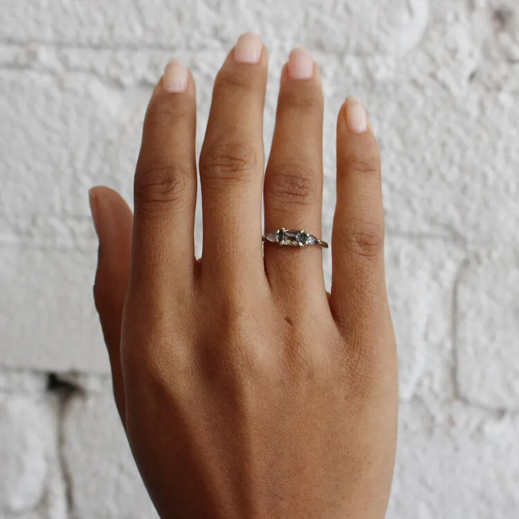 Three Salt & Pepper Diamond Ring