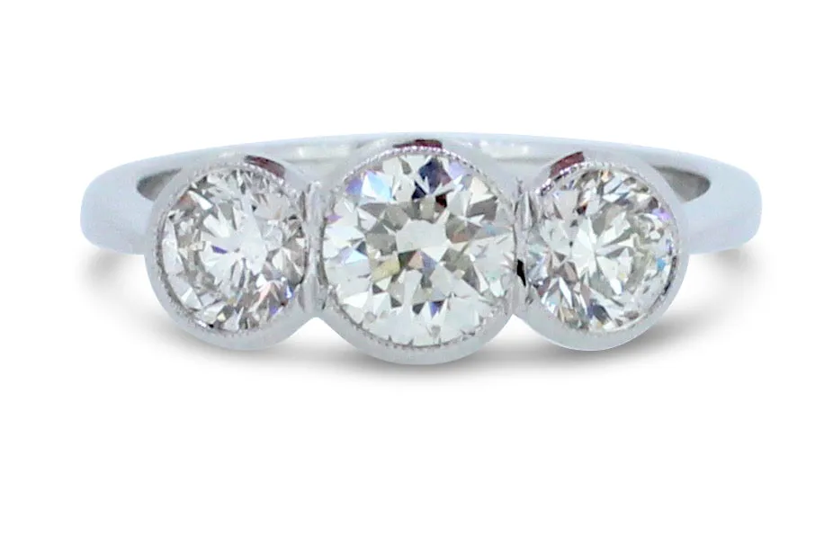 Three Stone Brilliant Cut Diamond Ring 1.35ct Platinum