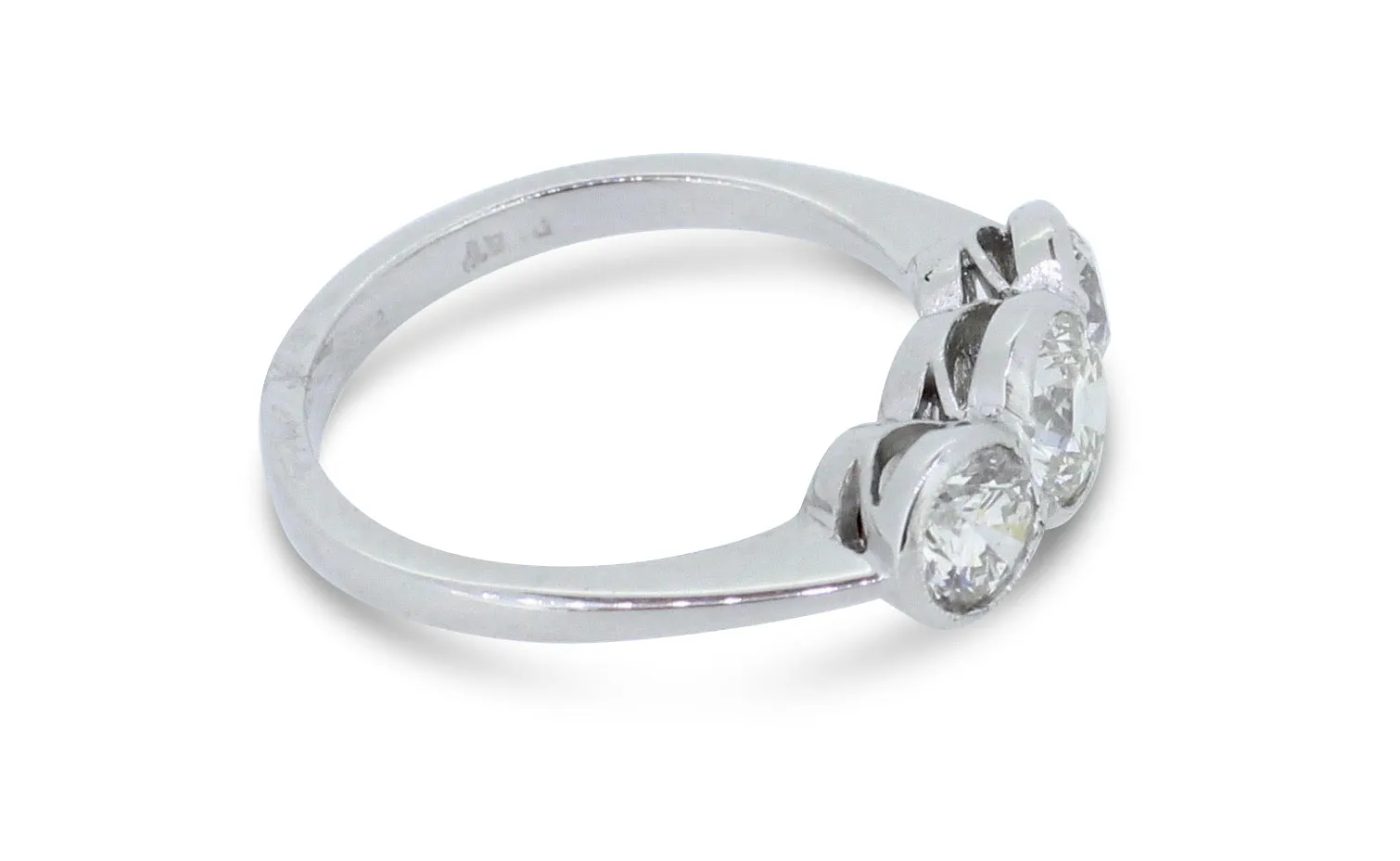 Three Stone Brilliant Cut Diamond Ring 1.35ct Platinum