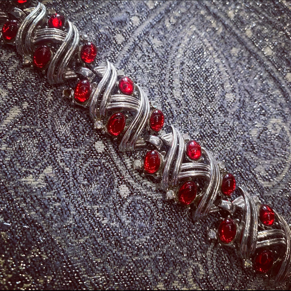 Trifari Red cabuchon Vintage Bracelet