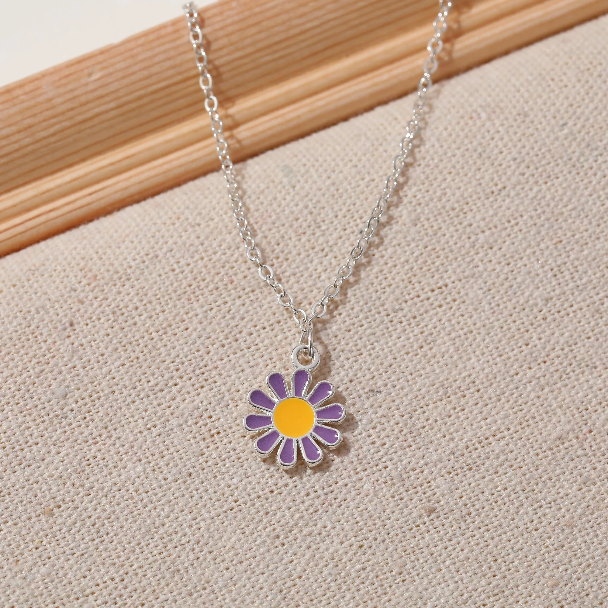 Vibrant Daisy Charm Anklet with Silver Chain - Colorful Summer Jewelry for Women