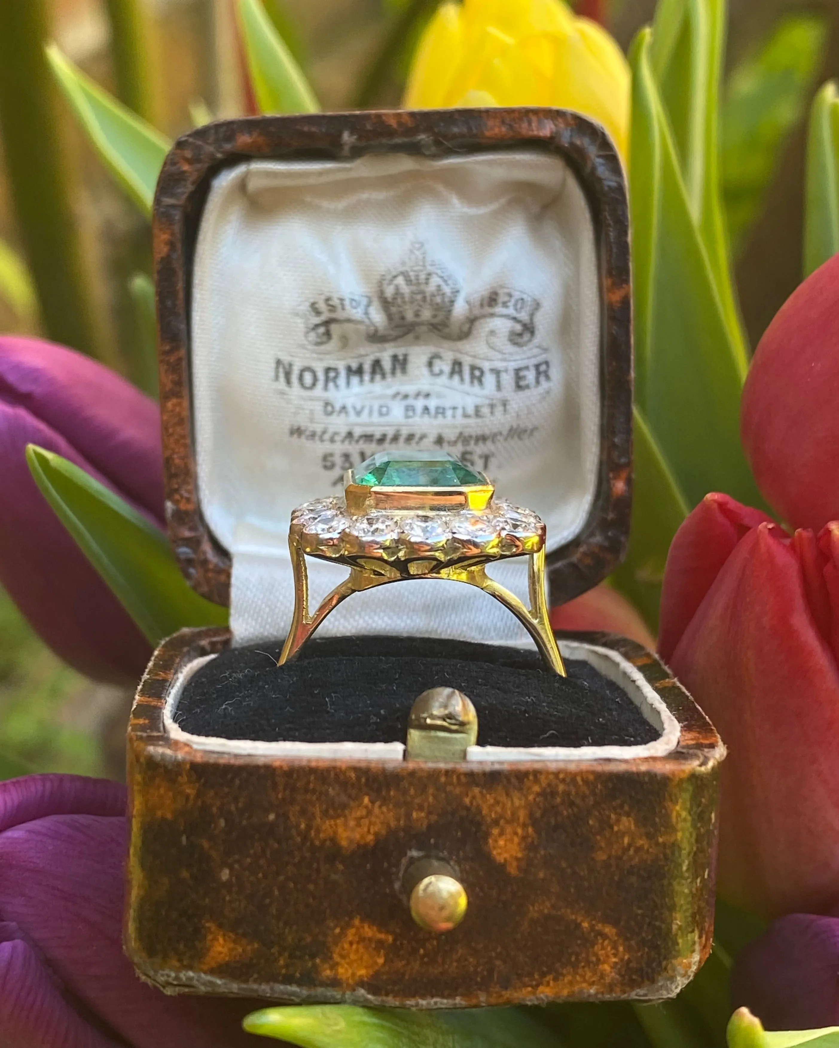 Victorian Emerald and Diamond Cluster Ring 18ct Yellow Gold 1.70ct   4.95ct