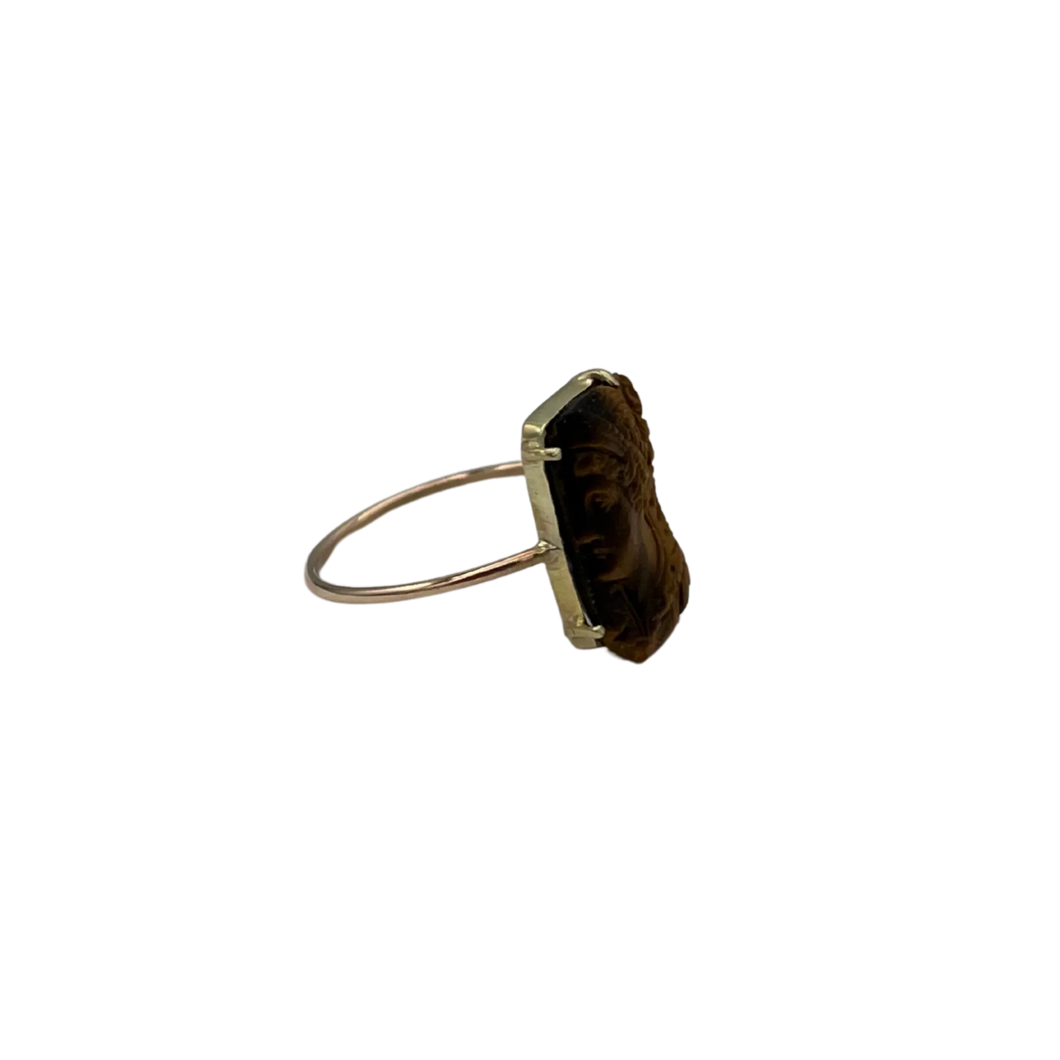 Victorian Tiger's eye Cameo Stickpin Ring