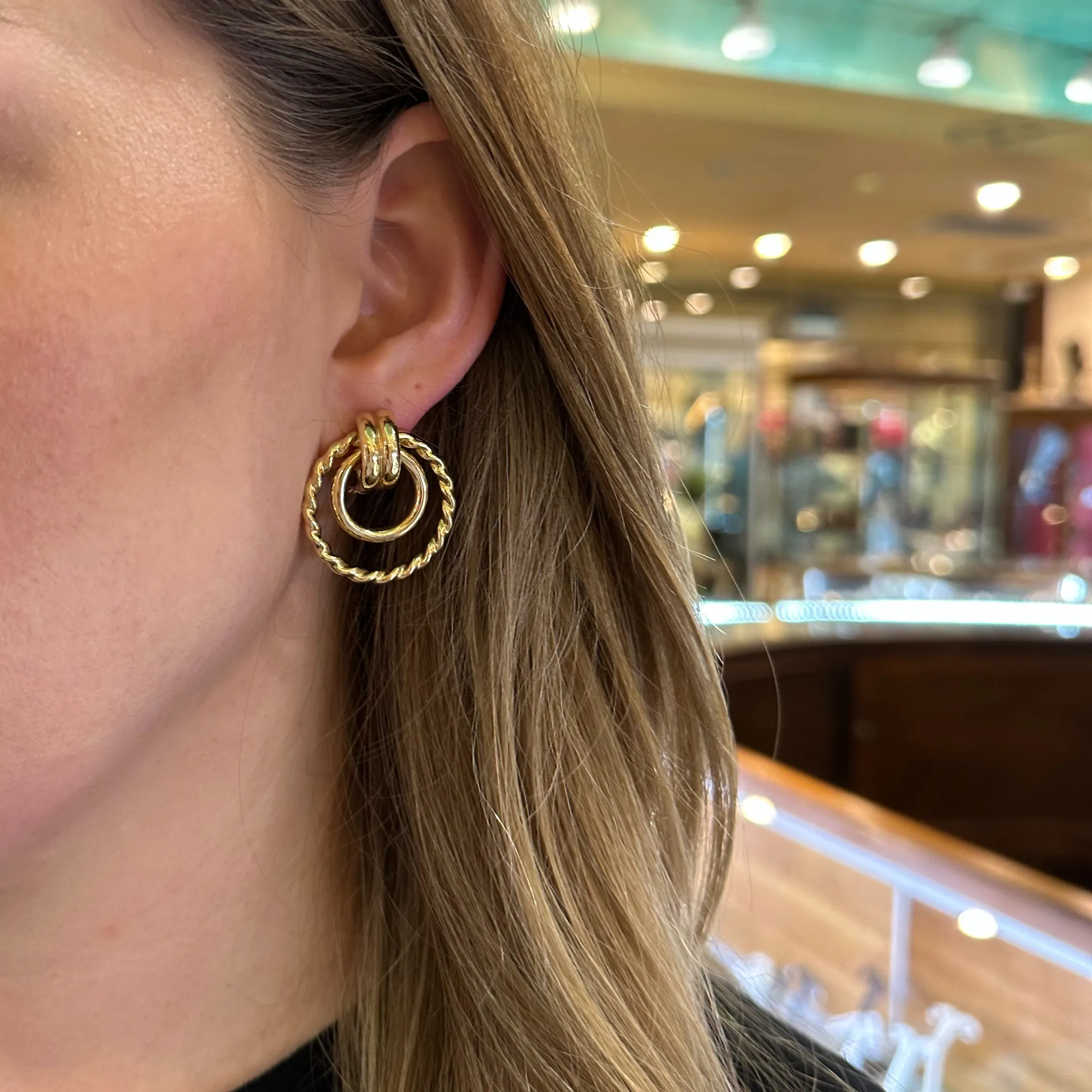 Vintage 14K Gold Doorknocker Style Earrings