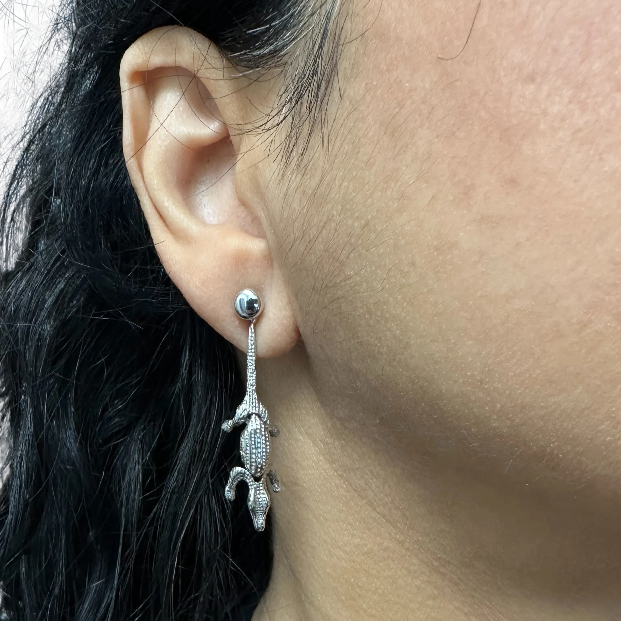 Vintage Articulated Alligator 14k Gold Earrings Enhancers
