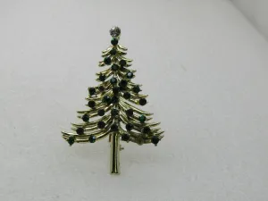 Vintage Dodd's Green Rhinestone Christmas Tree, 2.5"  1960's