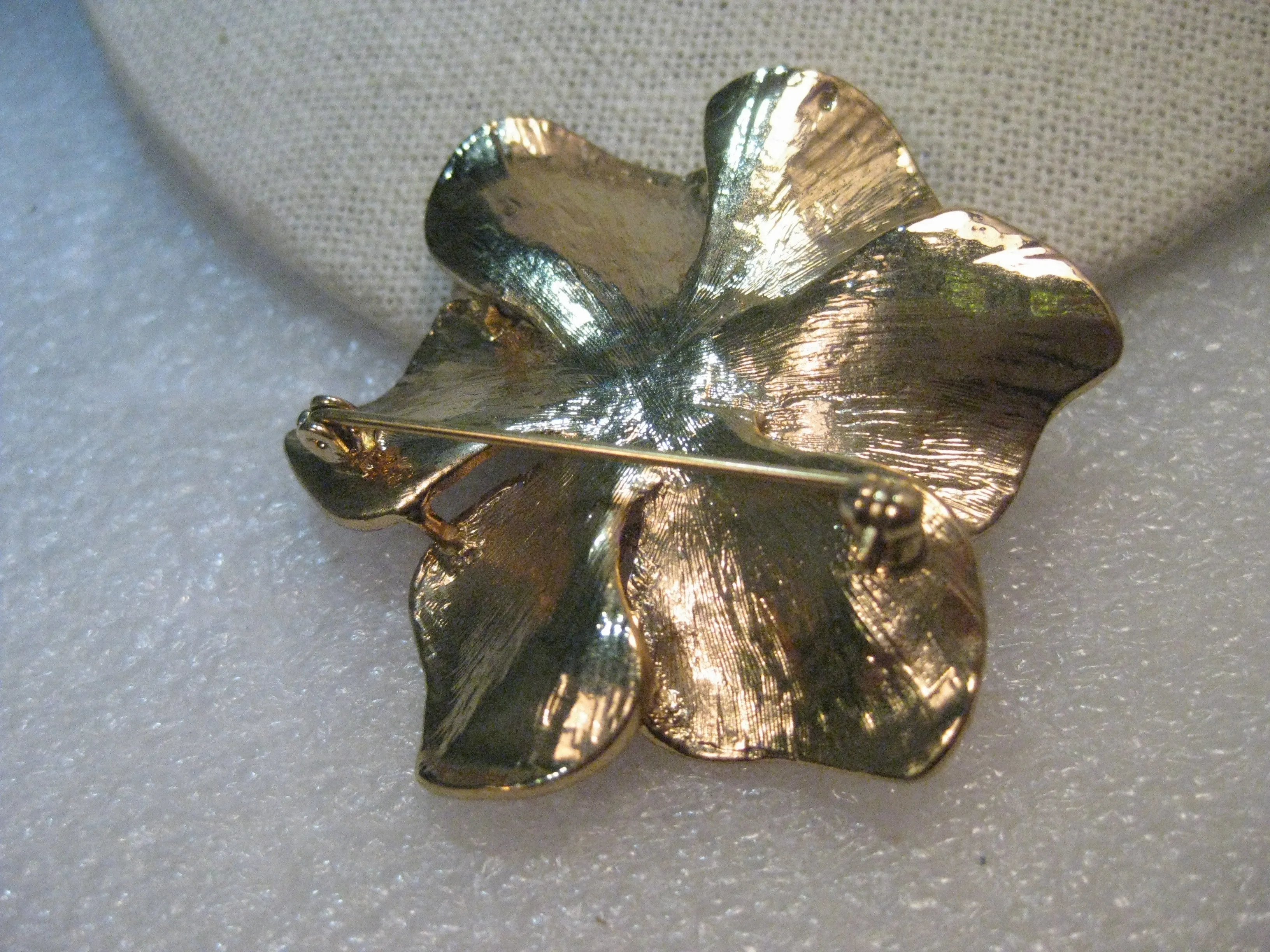 Vintage Enameled Flower Brooch, Rhinestone Center, Pink & Lavender, 2", 1960's