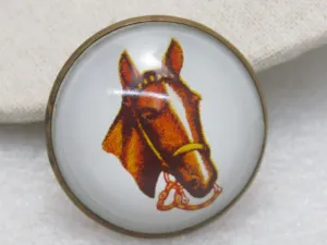 Vintage Horse with Bit Bridal Rosette Button, 1.75", Round