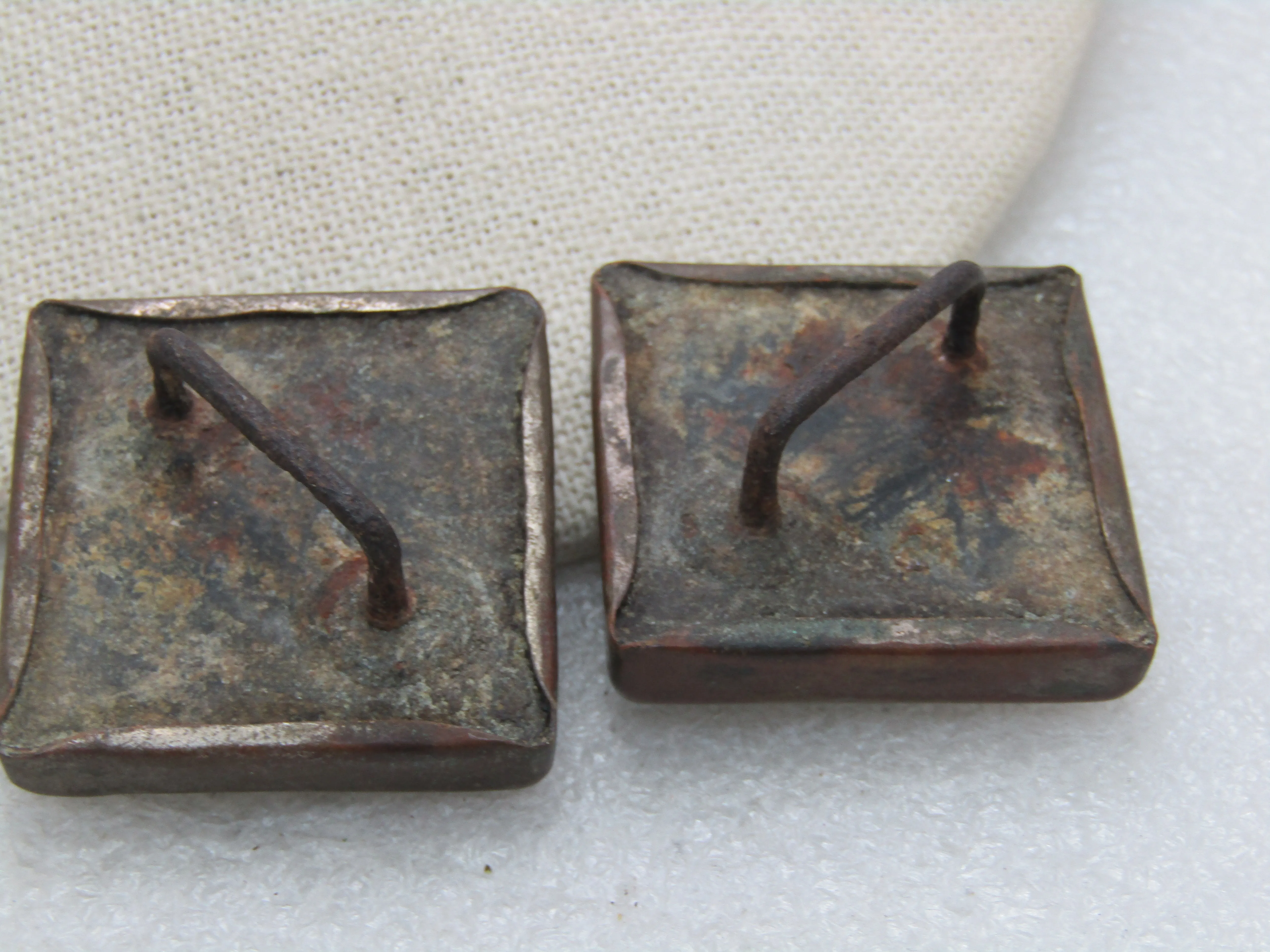 Vintage Pair of Square Horse Head Bridal Rosette/Buttons, 1-3/8"