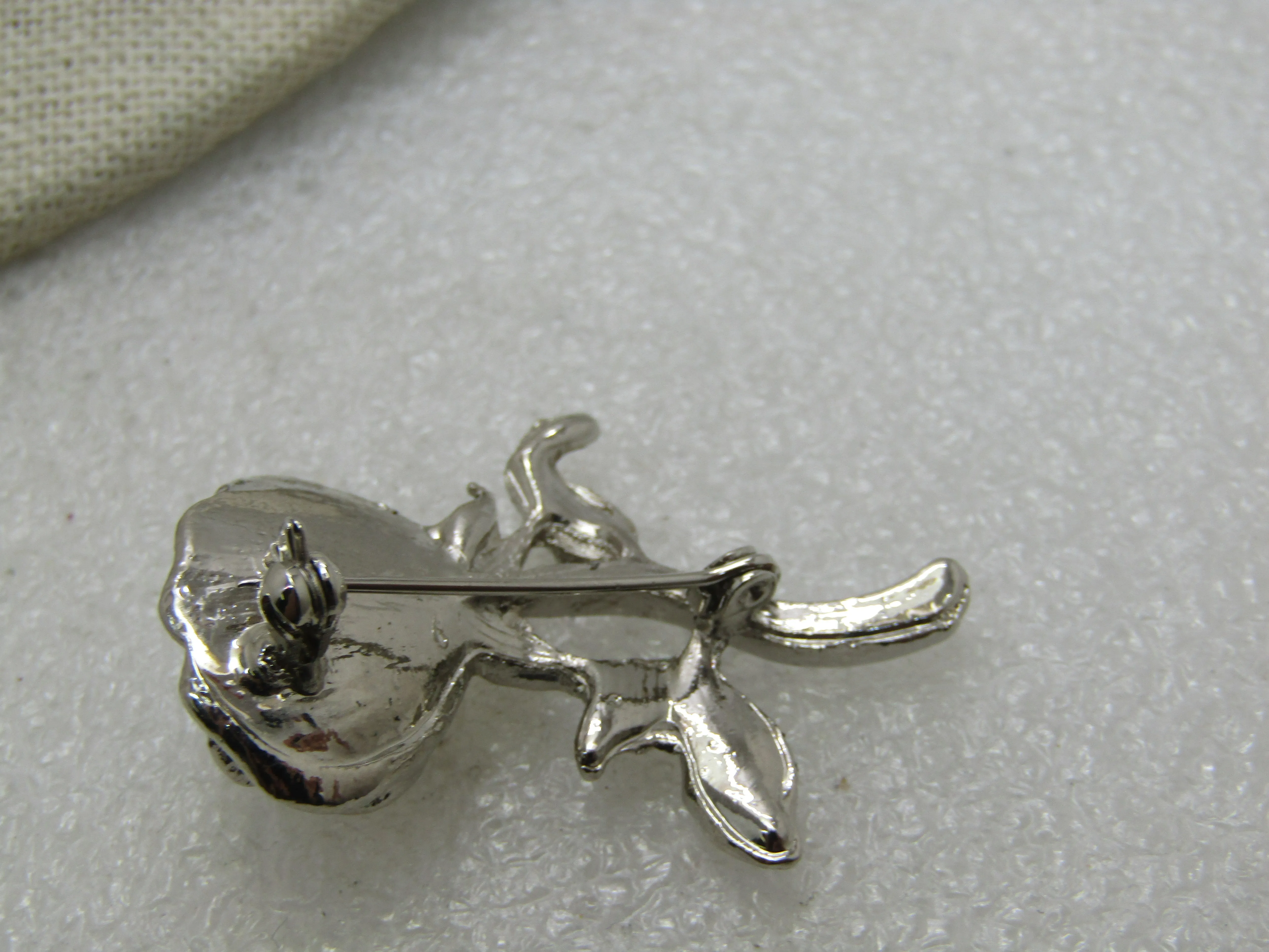 Vintage Rose Brooch with Faux Pearl,  1.75"