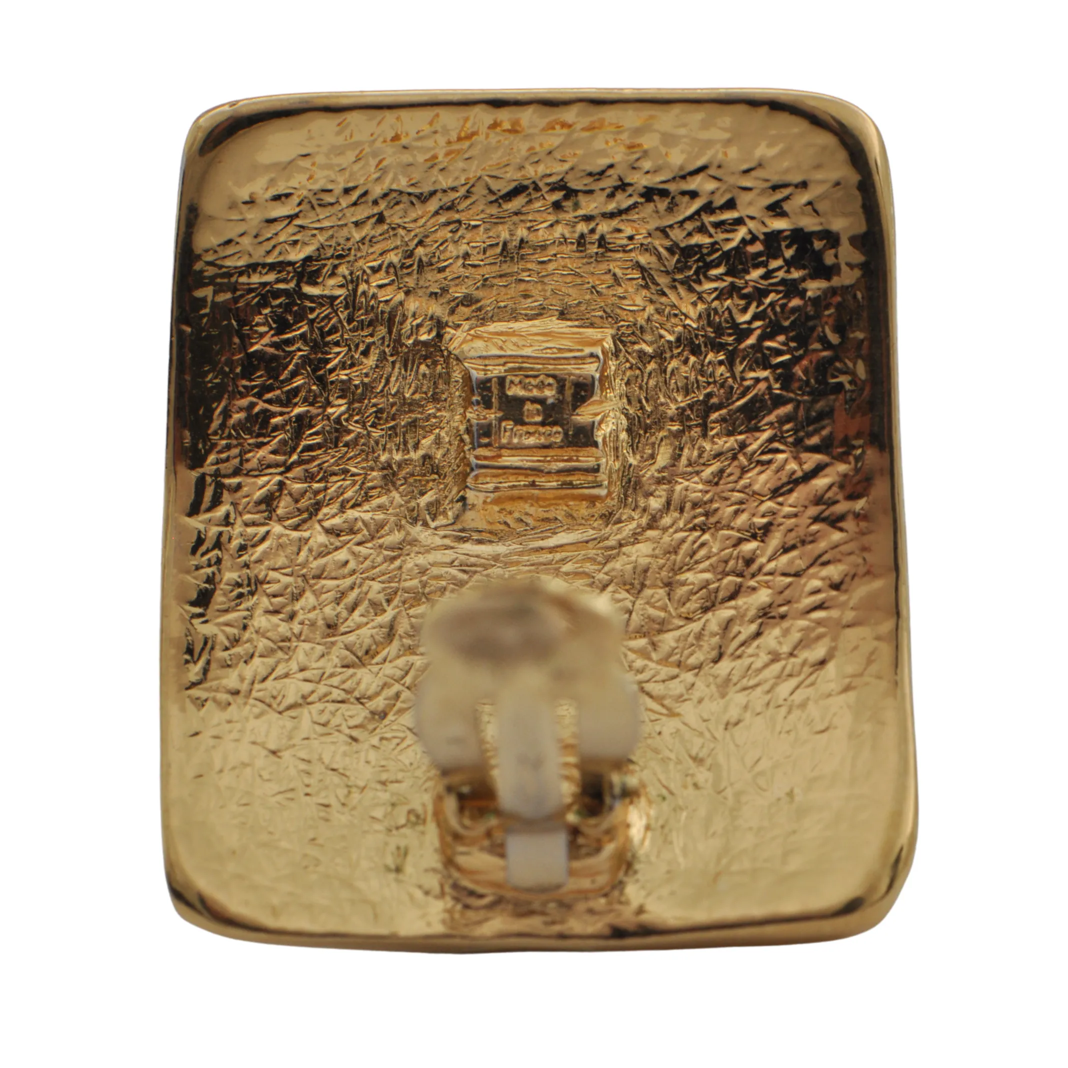 Vintage Signed 'YSL' Clip-On Gold Tone Earrings