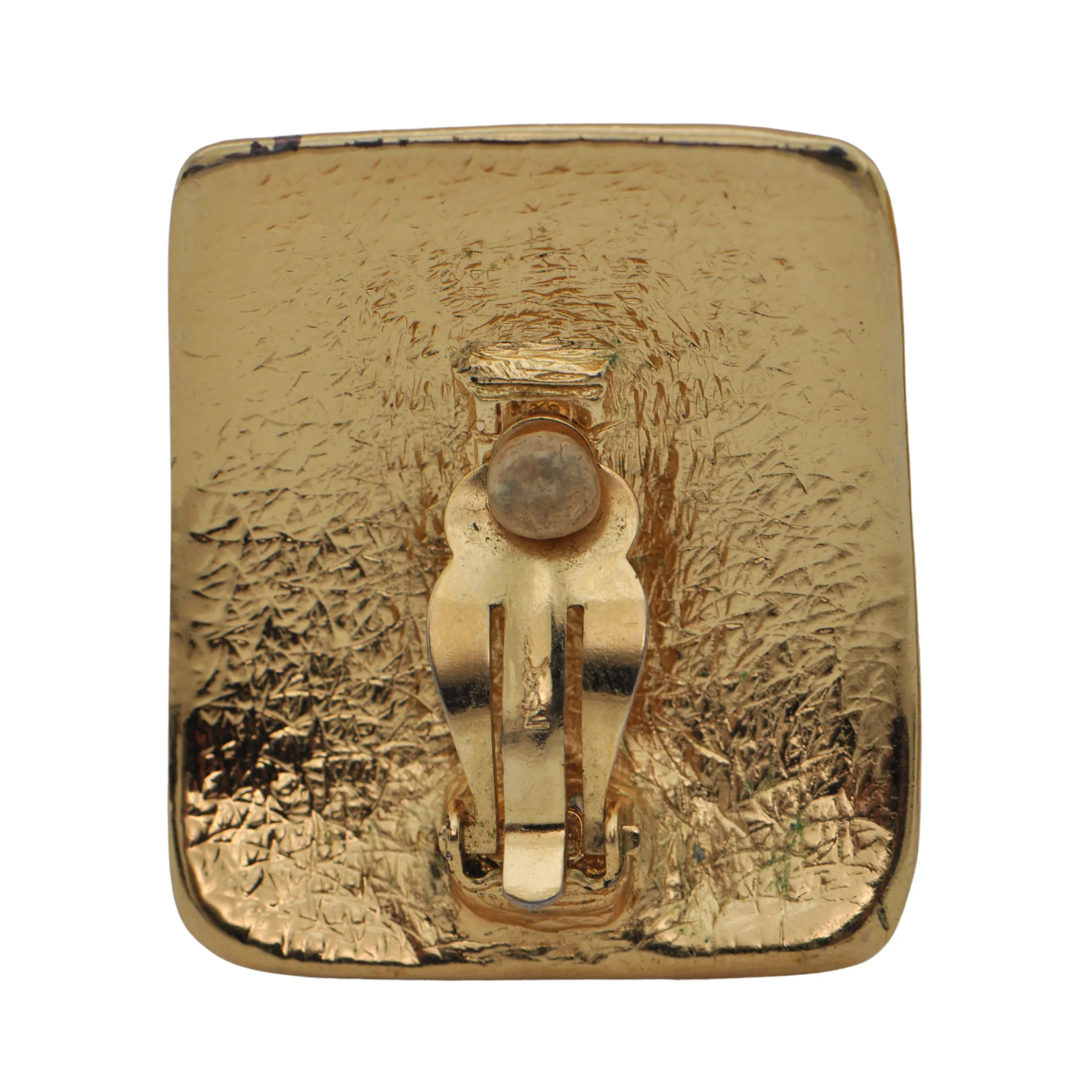 Vintage Signed 'YSL' Clip-On Gold Tone Earrings