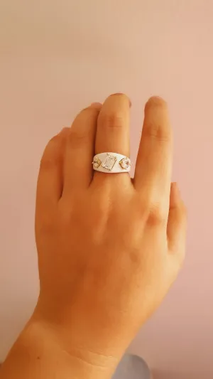 White Alvin Adjustable Ring in 925 Sterling Silver