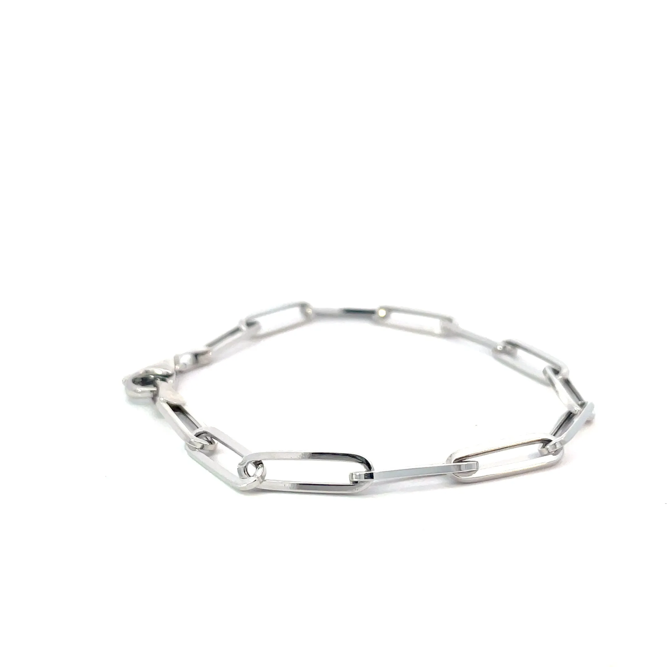 White Gold Paperclip Bracelet