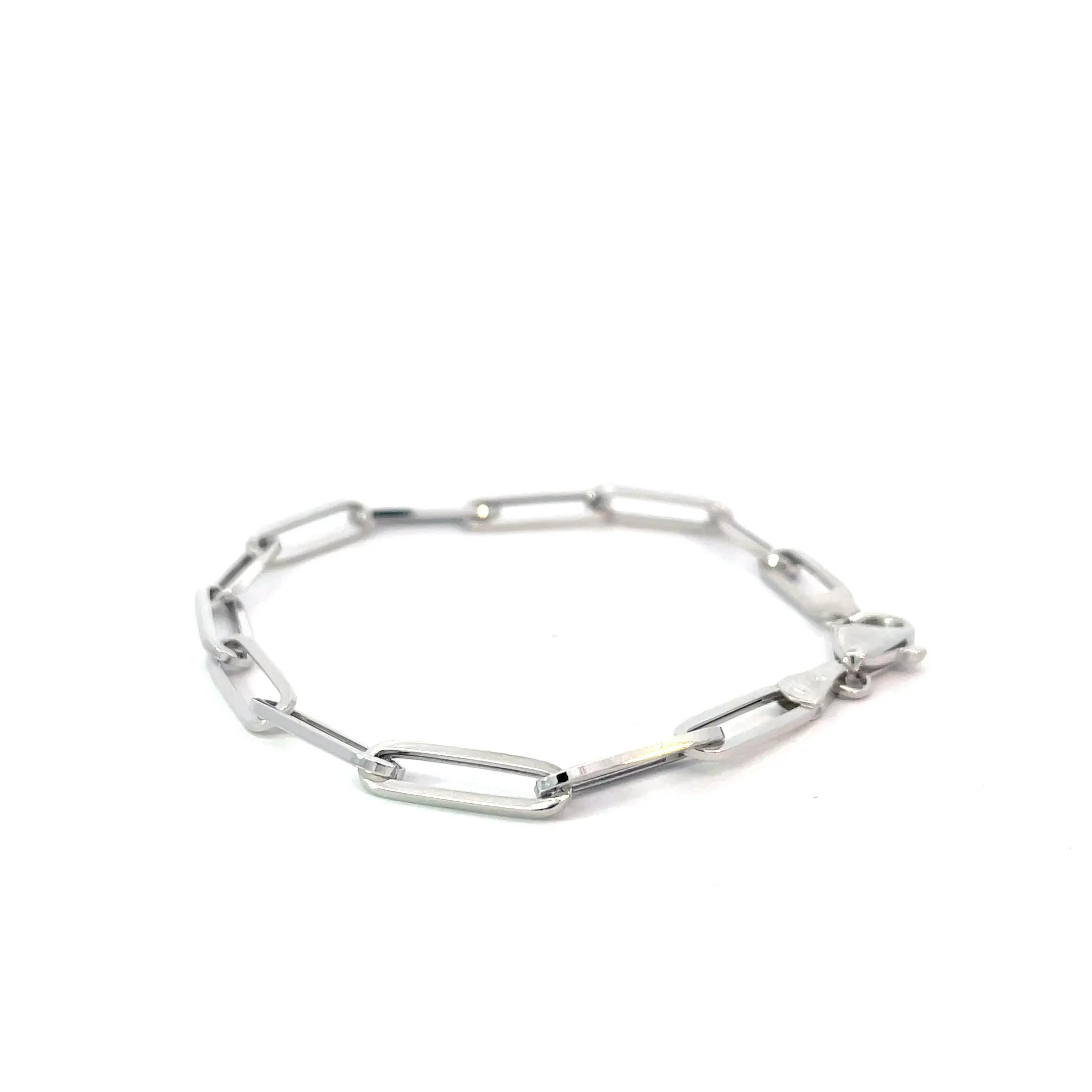 White Gold Paperclip Bracelet