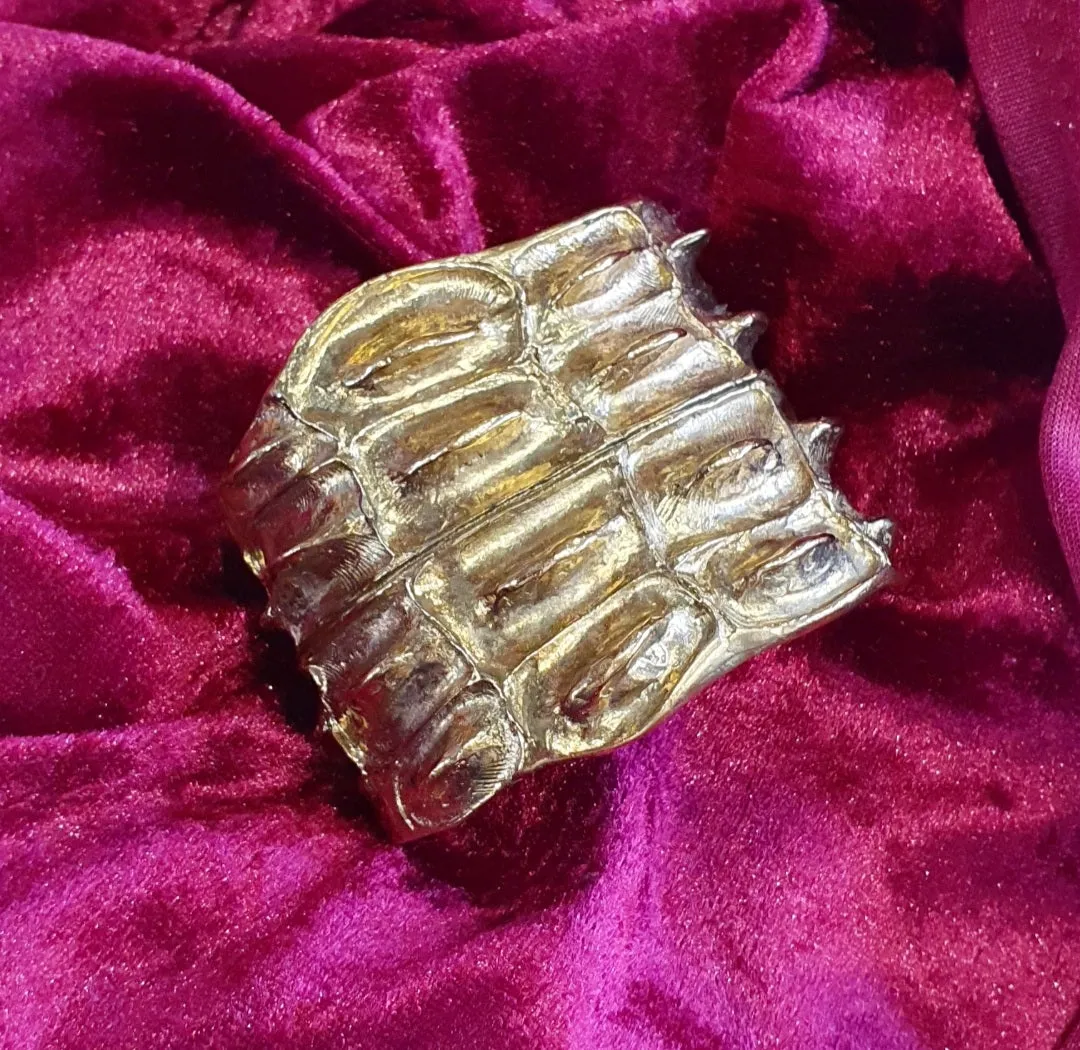 Yves Saint Laurent Gold Statement Crocodile Cuff Bracelet YSL