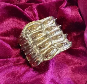 Yves Saint Laurent Gold Statement Crocodile Cuff Bracelet YSL