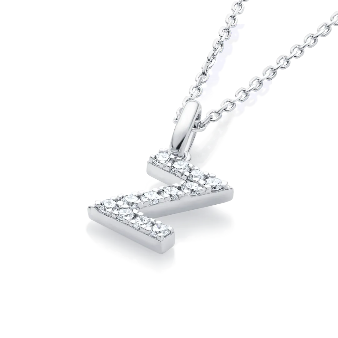 Z Letter Pendant White Gold