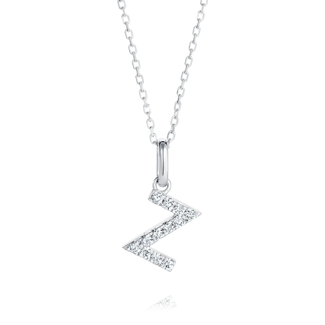 Z Letter Pendant White Gold